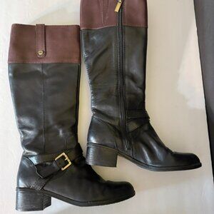 Bandolino Womens Carlotta Tall Leather Riding Boots Brown Black Size 6 VG